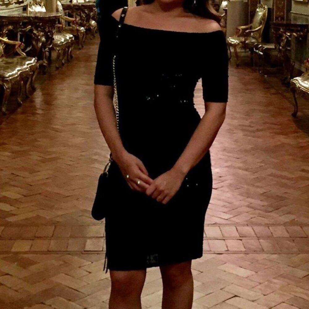 Black Velvet Off-the-shoulder Midi Dress